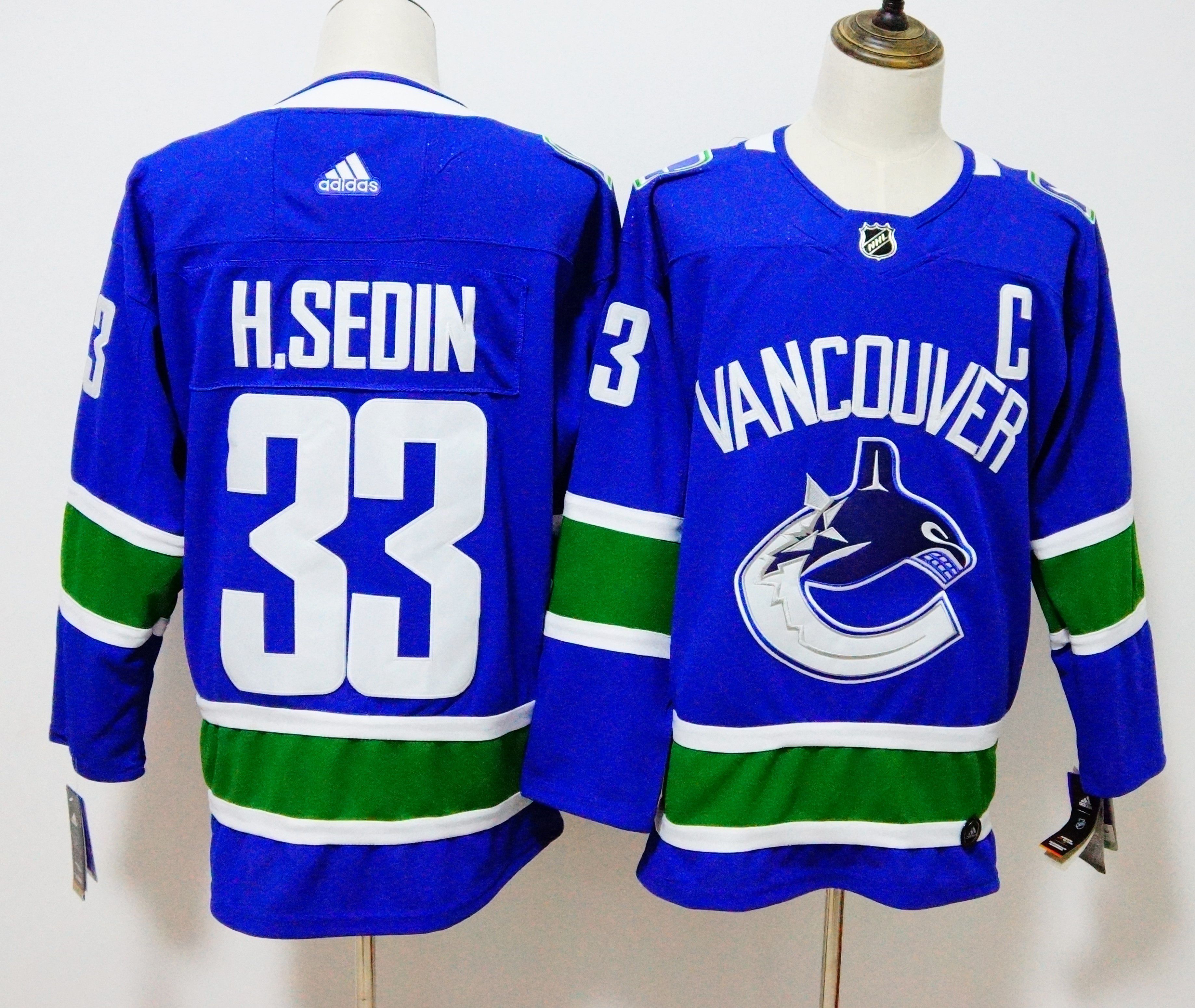 Men Vancouver Canucks #33 H.Sedin Blue Hockey Stitched Adidas NHL Jerseys->women nhl jersey->Women Jersey